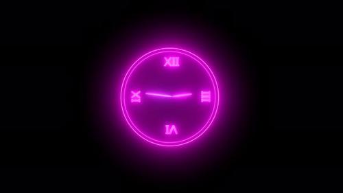 Videohive - bright clock with glowing neon light . wall clock timer .12 hour is going speedy Vd1139 - 43323067 - 43323067