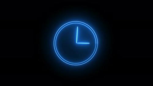 Videohive - Bright clock with glowing neon light . wall clock timer .12 hour is going speedyVd1120 - 43323070 - 43323070