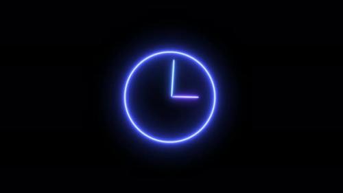 Videohive - Bright clock with glowing neon light . wall clock timer .12 hour is going speedy Vd1112 - 43323074 - 43323074
