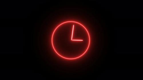 Videohive - Red color bright clock with glowing neon light . wall clock timer .12 hour is going speedyVd1113 - 43323076 - 43323076