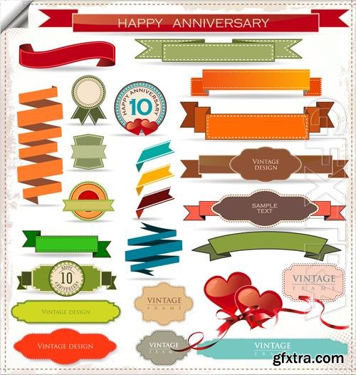 Vector retro ribbons and labels