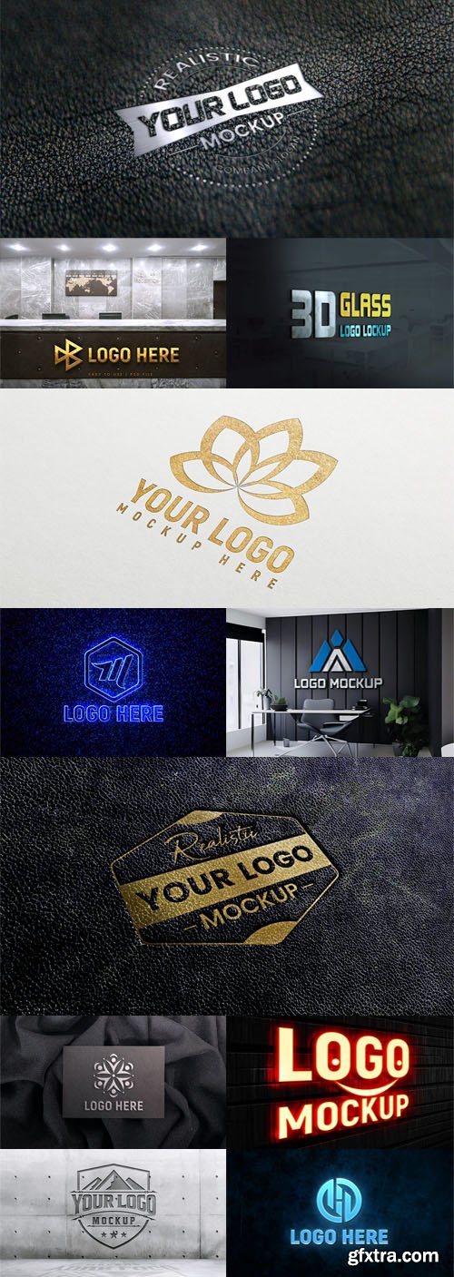 20 Realistic 3D Logo PSD Mockups Templates