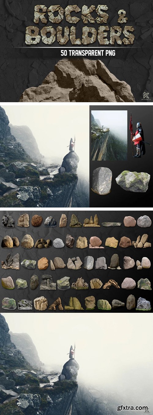 Rocks & Boulders Pack - 50 Transparent PNG