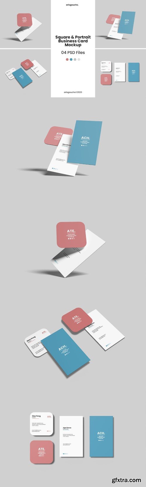 Square and Portrait Business Card Mockup