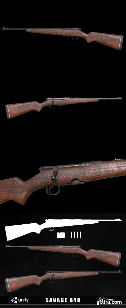 Savage 840 Hunting Rifle 3D Model