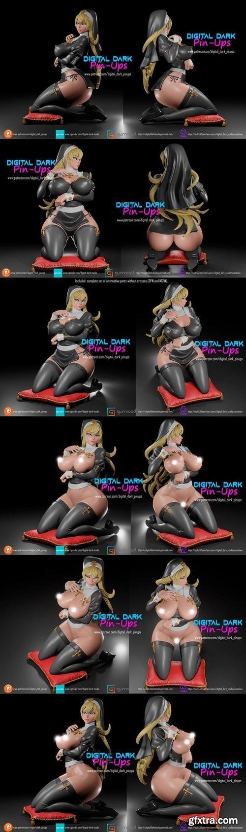 Print Ready 3D Model - Digital Dark Pin-ups - Nun and Futa