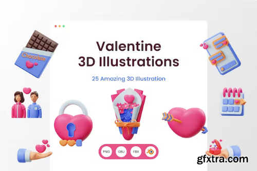 Valentine 3D Render Illustration