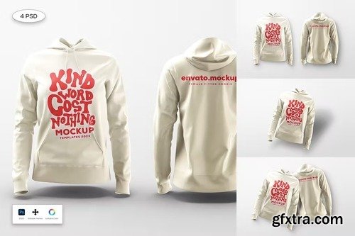 Fitted Female Hoodie Mockup LNKKH7T