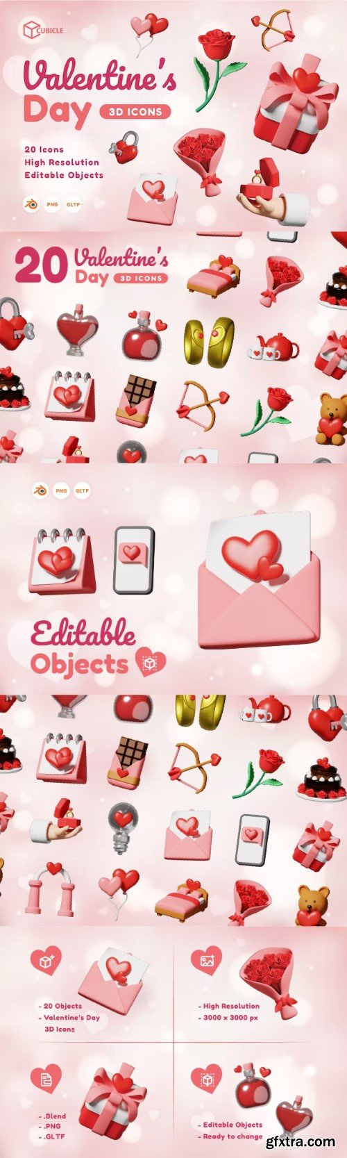 Cubicle - Valentine Day 3D Icons