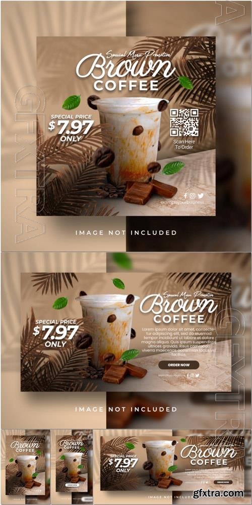 PSD brown sugar coffee series special sweet menu for promotion poster flyer display banner template