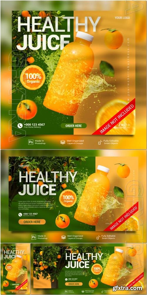 PSD healthy orange juice drink menu restaurant special for promotion post website banner template