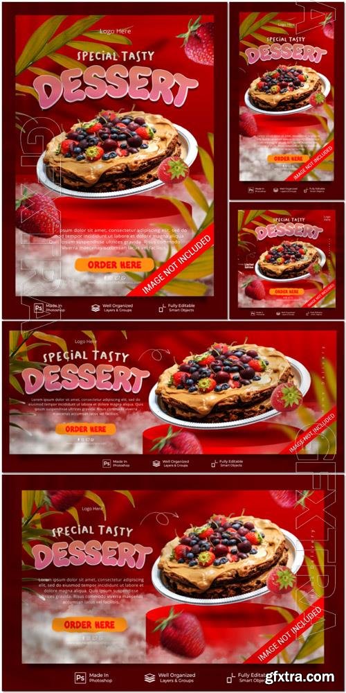 PSD special tasty dessert limited edition for promotion social media instagram post feed banner template