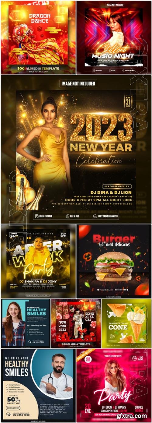 Flyer social media post, psd banner set vol 58