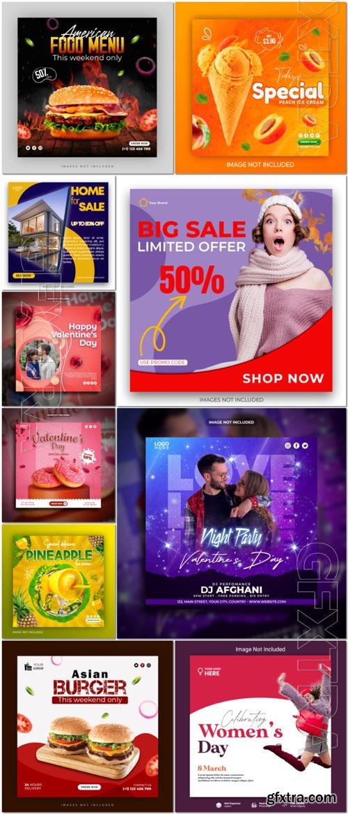 Flyer social media post, psd banner set vol 61