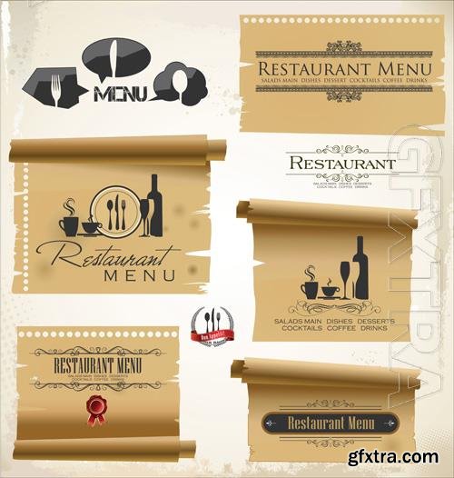Vector restaurant and cafe labels collection