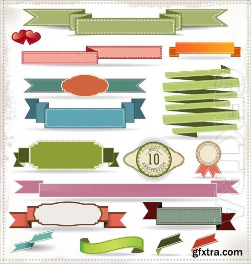 Vector retro ribbons and labels eps