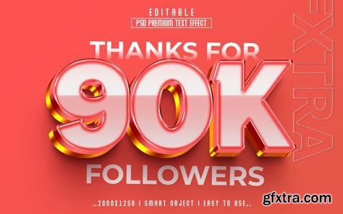 PSD 90k followers 3d editable psd text effect style