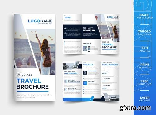 Vector abstract travel agency trifold brochure design template layout