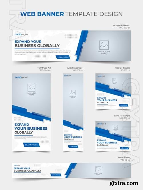 Vector set of social media web banner post design template, business web ad banner templates bundle