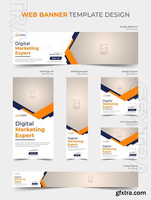 Vector multipurpose abstract web banner template set design, social media promotion cover template