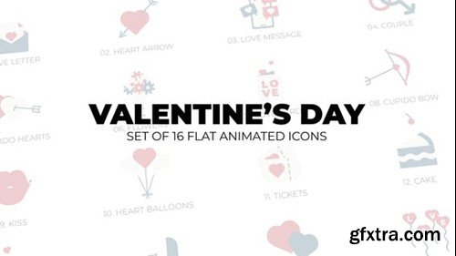 Videohive Valentine's day - Set of 16 Animation Icons 43384453