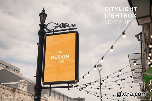 Citylight / Lightbox Poster Retro Street Mockup U8WDVMU