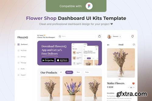 Flower Shop Dashboard UI Kits Template RTNSHHQ