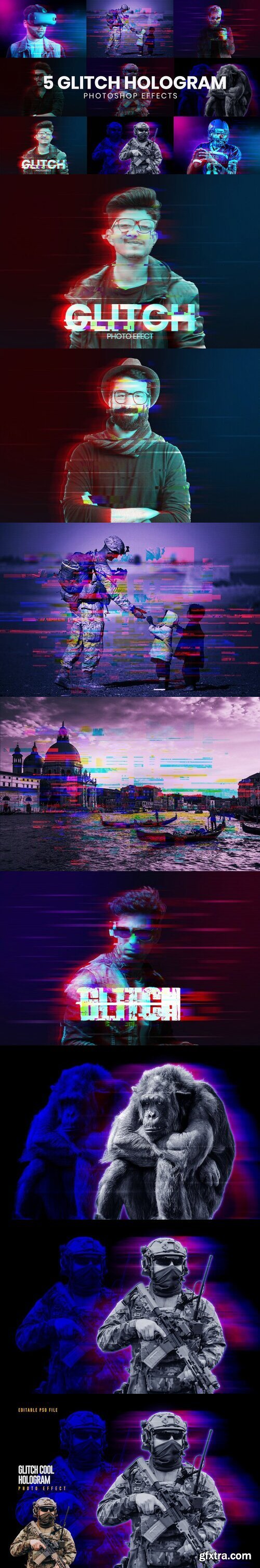 CreativeMarket - Hologram Glitch Photoshop Effects 10992829