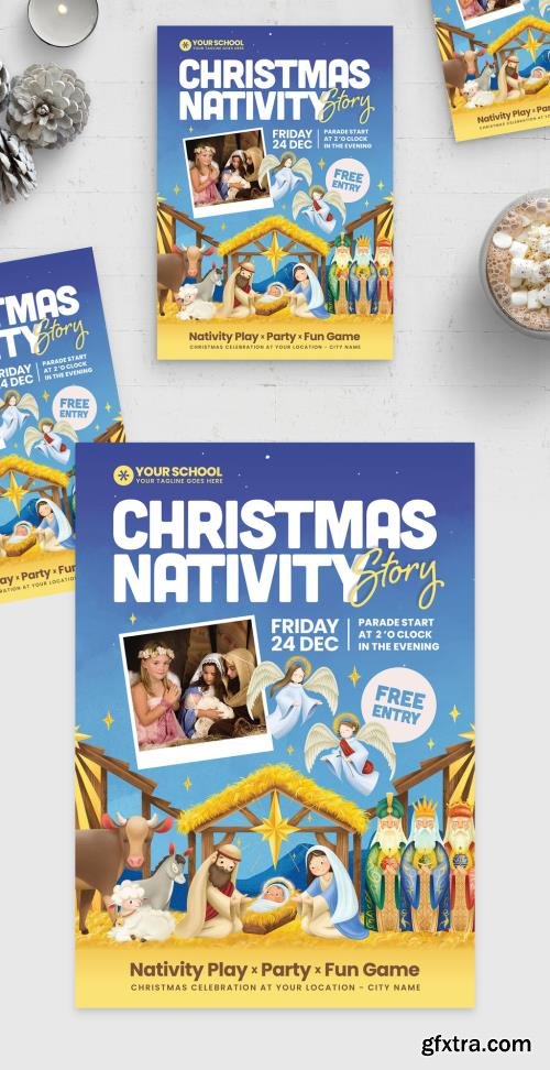 Christmas School Nativity Flyer Template 547997773