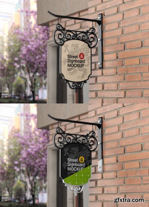 Classic Signboard Wall Mockup 547966447