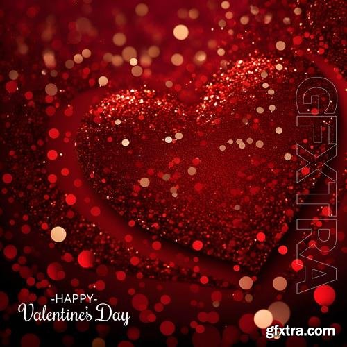 PSD red glitter valentines day party heart background vol 2