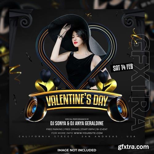 PSD valentines day party flyer social media post