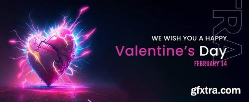 PSD happy valentines day banner, holiday romantic backgroun