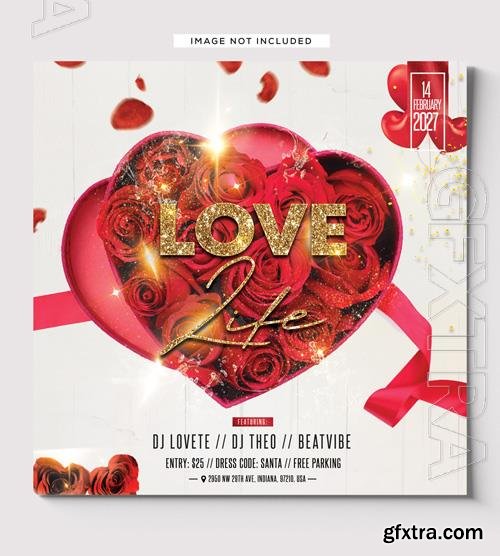 PSD elegant valentines dj flyer