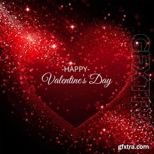 PSD red glitter valentines day party heart background