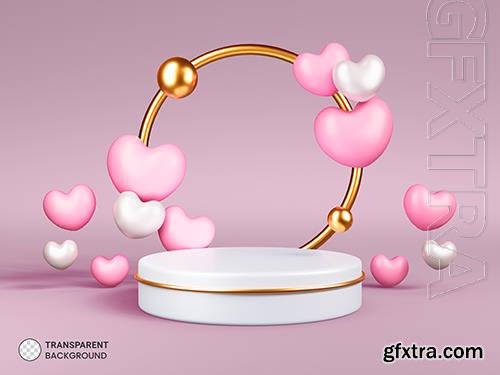 PSD valentine's day stage podium with heart product display showcase 3d render vol 2