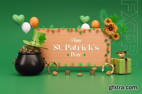 PSD happy saint patrick's day 3d social media banner design template