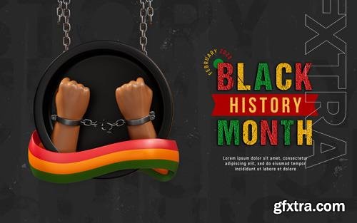 PSD black history month social media post with african 3d hand