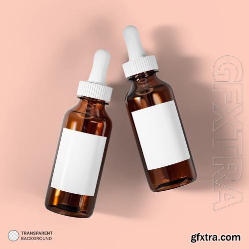 PSD cosmetic serum glass ampoule bottle icon 3d render illustration