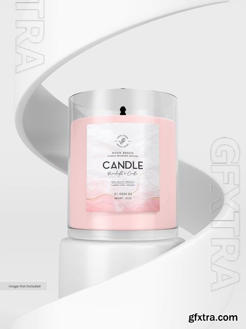 PSD transparent glass candle jar branding mockup