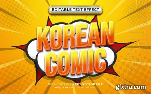 Vector korean ccomic glossy 3d editable text effect