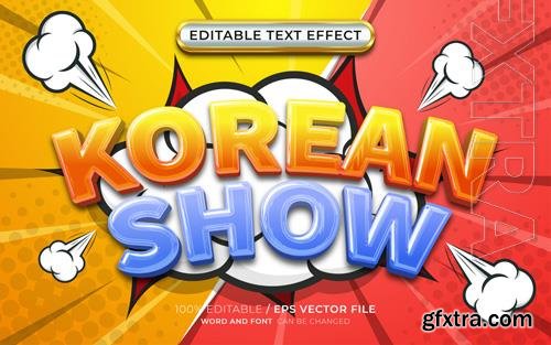 Vector korean television show 3d editable text effect comic style