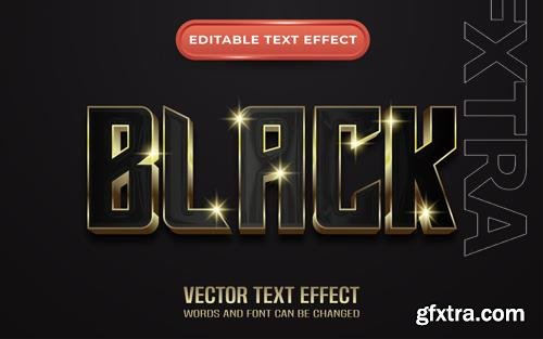 Vector black editable text effect with golden style