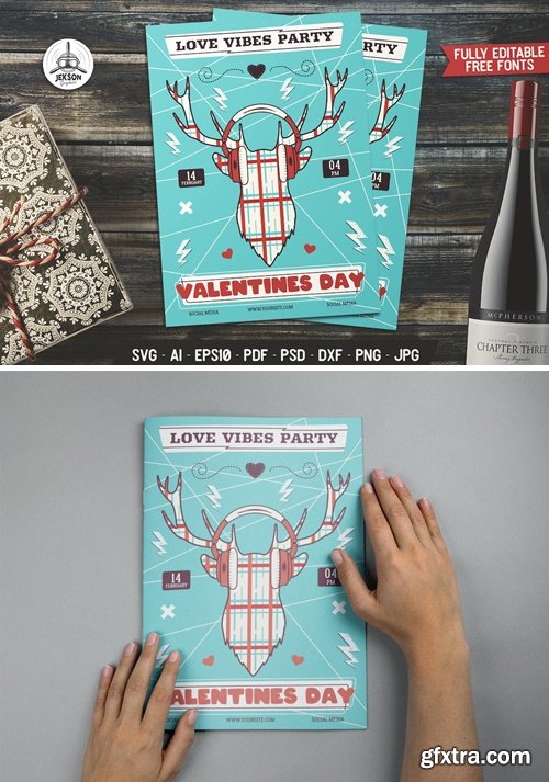 Valentines Day Card Love Flyer Brochure KXL6834