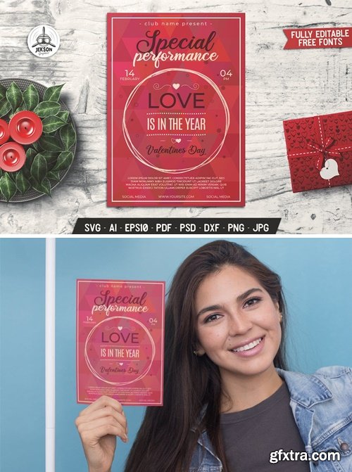 Valentines Day Card Performance Flyer Brochure X77KBQK