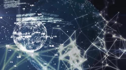 Videohive - Digital animation of network of connections and data processing against spinning globe - 43354380 - 43354380