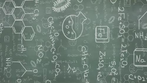 Videohive - Animation of mathematical and scientific drawings and formulae on blackboard - 43354393 - 43354393