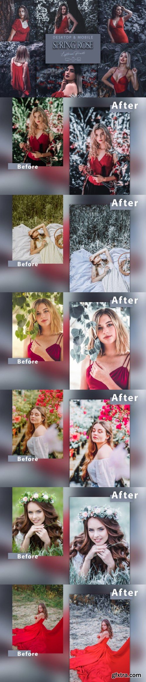 12 Spring Rose Lightroom Presets, Green