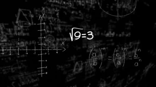 Videohive - Digital animation of mathematical equations and formula floating against black background - 43354537 - 43354537