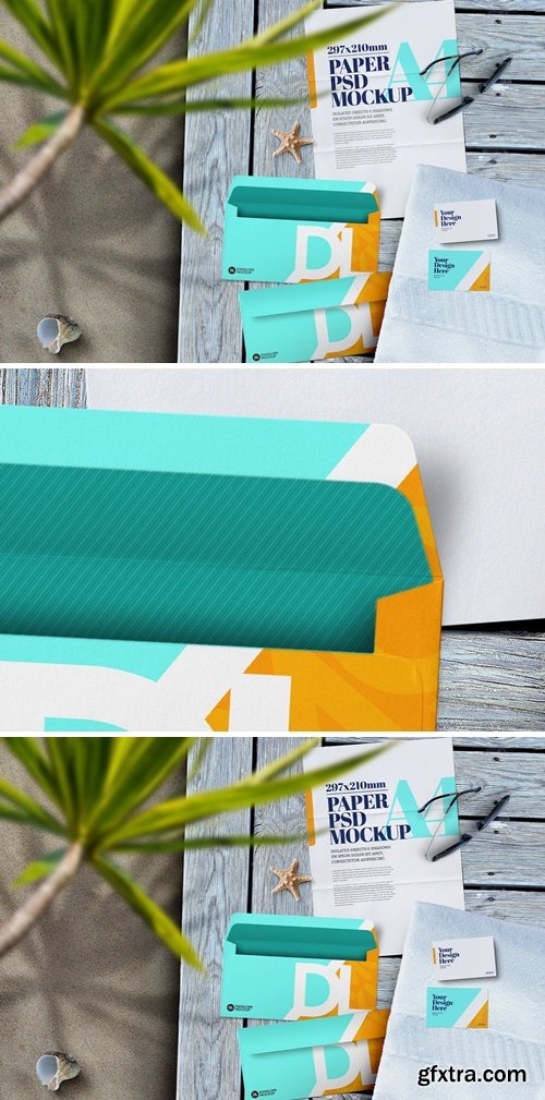 Stationery A4 Envelope DL Business Card Mockup 2WMAGD6